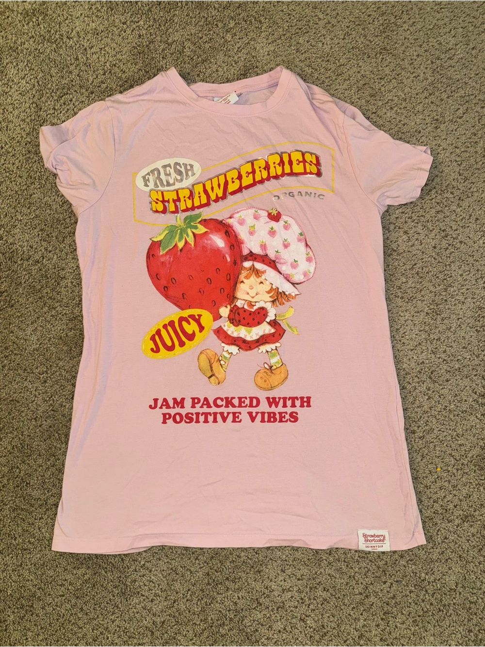 Women’s Pink Strawberry Graphic Pajama Top - Fresh Strawberries